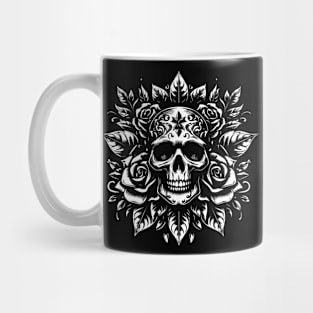 tattoo skull and flowers design Mug